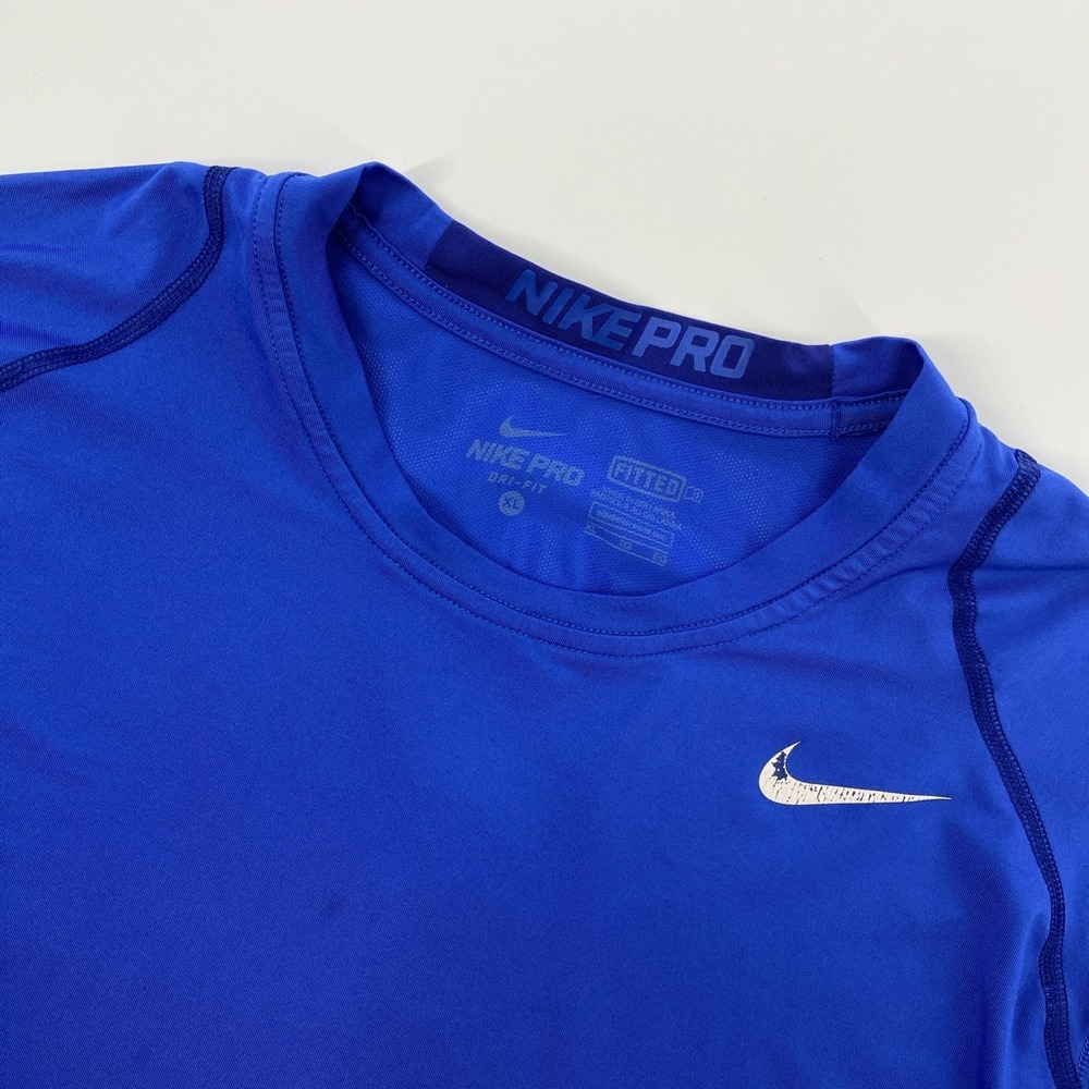 Nike Pro T Shirt Mens Extra Large Blue Fitted Dri Fit Performance Gym Activewear